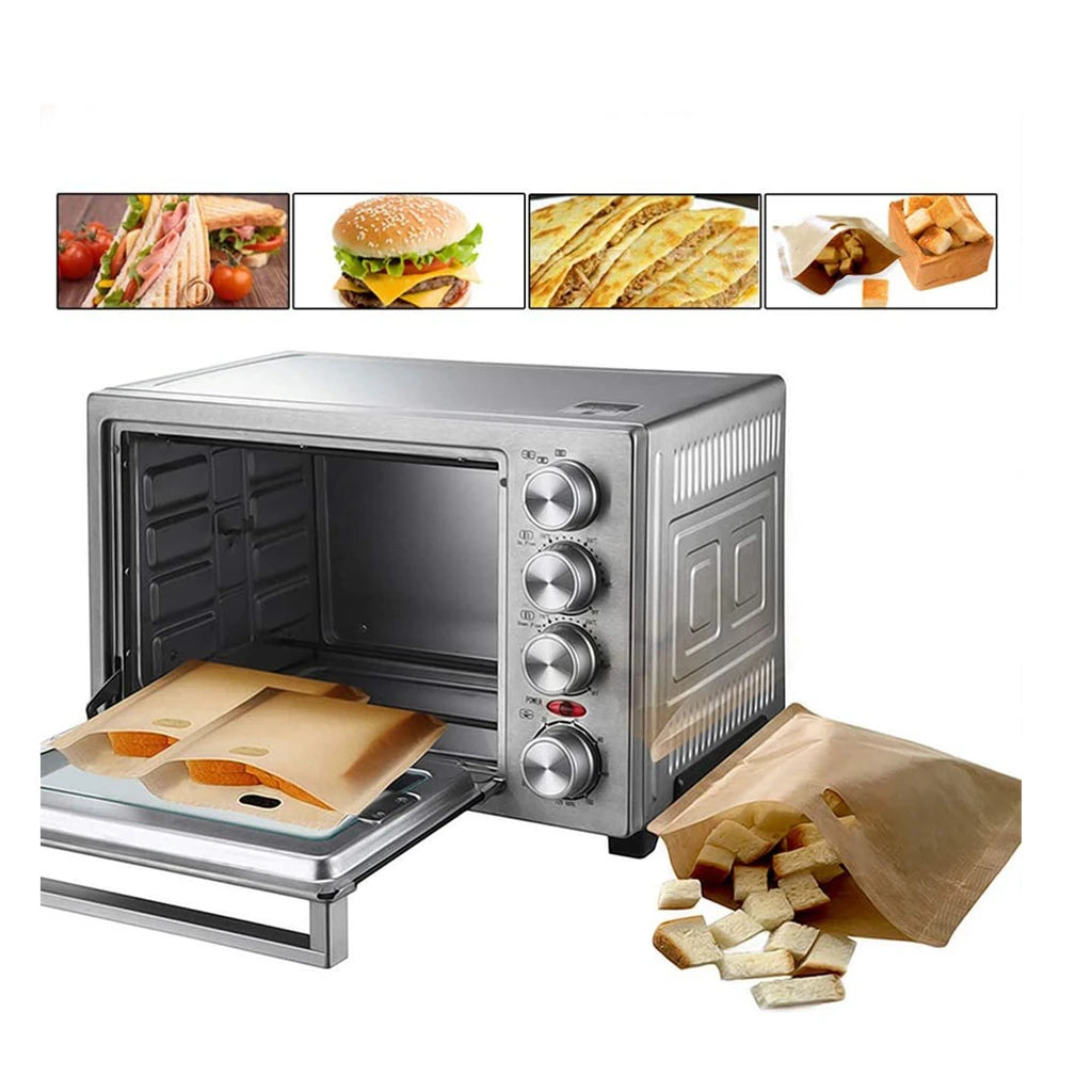 3 PC Reusable Toaster Bag Non Stick Bread Bag Sandwich Bags Fiberglass Toast Microwave Heating Pastry Tools